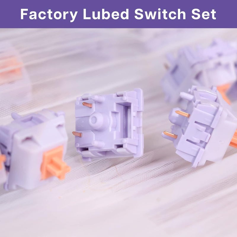 EPOMAKER Mechanical Switches Set for Mechanical Gaming Keyboard, 100 Pieces, Pre-Lubed Switch, Linear/Tactile/Clicky, 5-Pin Creamy Switch with MX Keycaps (Wisteria(Tactile)) - Image 3